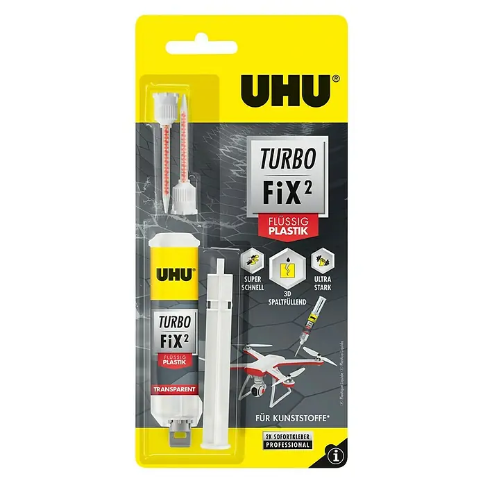 UHU Turbo Fix² 2-Komponenten-Kleber Flüssig Plastik - 10 g - Vorderansicht