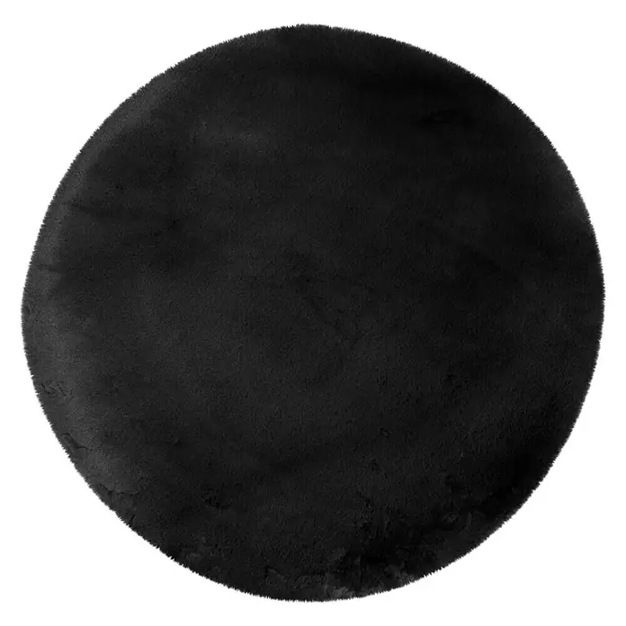 Teppich rund Happy - Schwarz, Durchmesser: 120 cm, 100 % Polyester (Flor) - Ansicht von oben