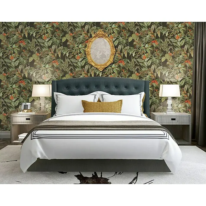 Dutch Wallcoverings Vliesbehang Bird of Paradise Zwart - Zwart, Gebloemd - Sfeeropname