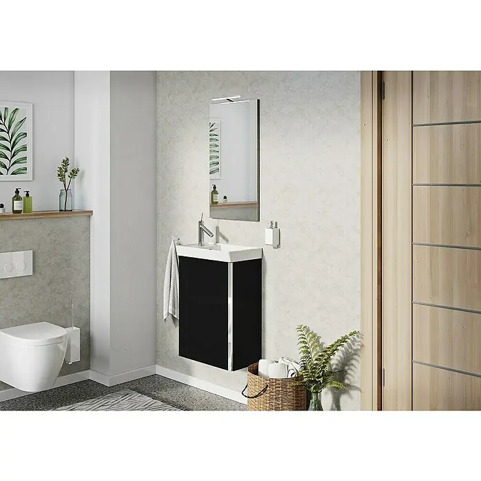 Riva Badmöbel-Set Joy - 45,5 cm, Schwarz, Matt - Stimmungsaufnahme