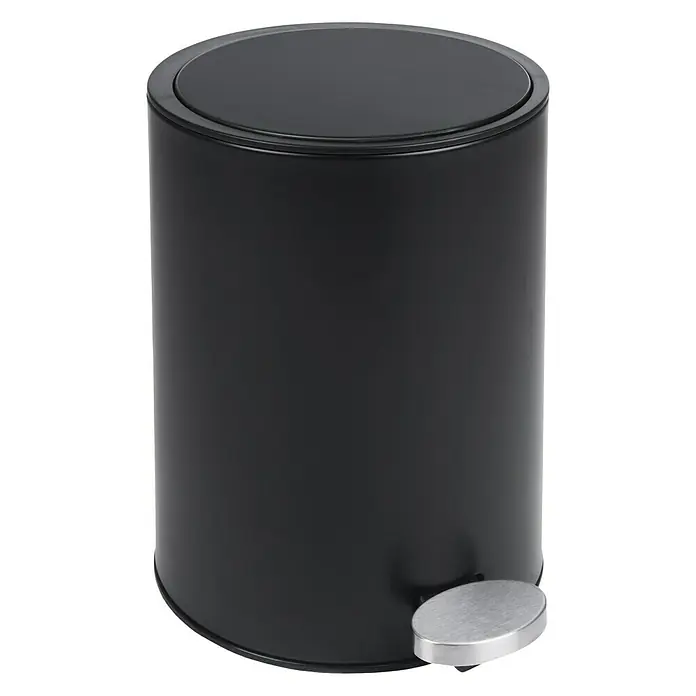 Camargue Treteimer Luba - 3 l, Schwarz, Rund, Edelstahl - Vorderansicht