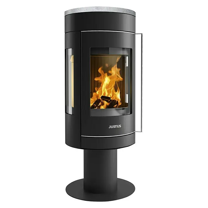Justus Kaminofen Meva - 5,5 kW, Raumheizvermögen: 88 m³, Material Abdeckung: Speckstein - Vorderansicht