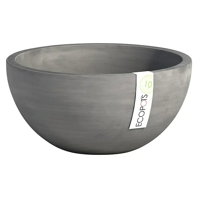 Ecopots Pflanzschale rund Brussels - Außenmaß (Ø x H): 30 x 14 cm, Kunststoff, Grau - Vorderansicht