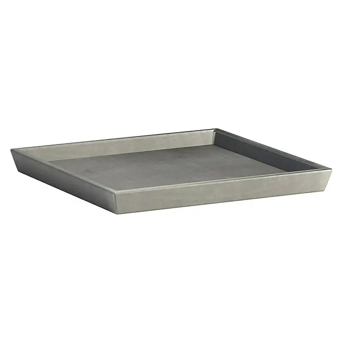 Ecopots Kasten-Untersetzer Rotterdam - 35,5 x 35,5 x 3,5 cm, Kunststoff, Grau - Diagonale Ansicht