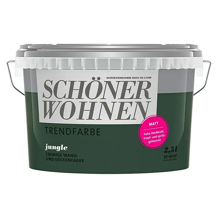 SCHÖNER WOHNEN-Farbe Wandfarbe Trendfarbe - Jungle, 2,5 l, Matt, Konservierungsmittelfrei - Vorderansicht