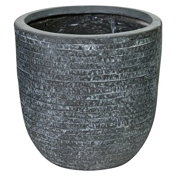 Mega Collections Utah Plantenpot - Buitenmaat (Ø x h): 27 x 26 cm, Grafiet - Vooraanzicht