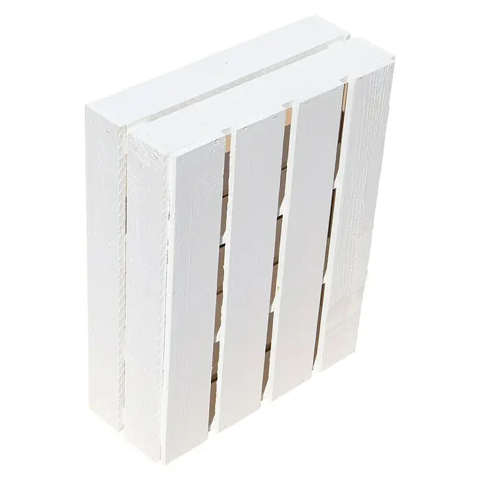 Holzkiste Wilma - B x H: 16 x 40 cm, Holz, Weiß/Braun - Diagonale Ansicht