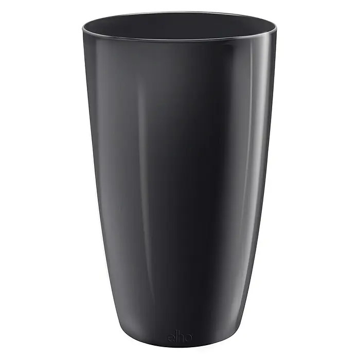 Elho Brussels Diamond Binnenpot, rond Hoog 27 - Buitenmaat (Ø x h): 27 x 44 cm, Zwart, Kunststof, Glanzend - Vooraanzicht
