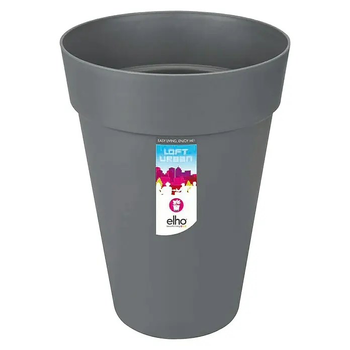 Elho Plantenpot Loft Urban Hoog Antraciet - Max. buitendiameter: 28 cm, Hoogte: 36,1 cm, Kunststof, Antraciet - Vooraanzicht