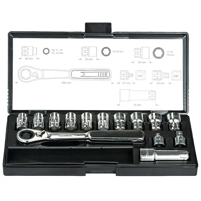Makita Steckschlüssel-Set - 14 -tlg. - Vorderansicht
