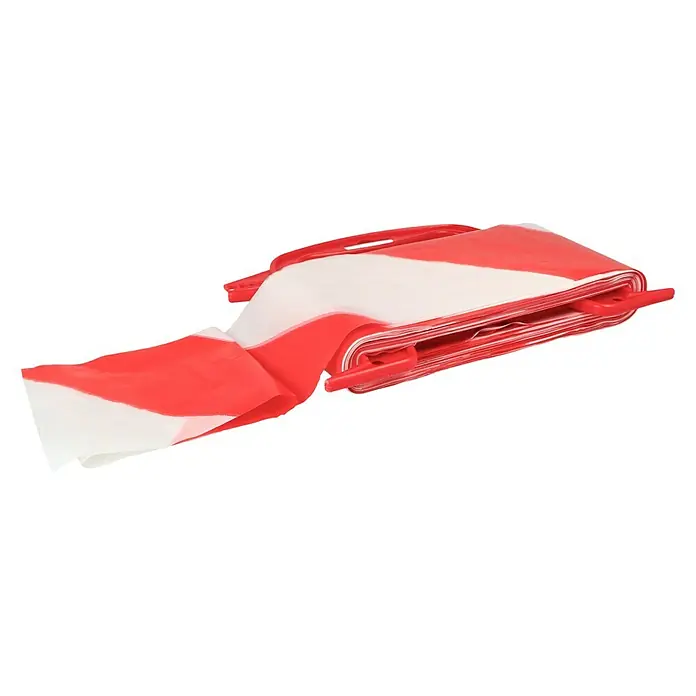 Stabilit Absperrband - L x B: 100 m x 80 mm, Rot/Weiß - Diagonale Ansicht