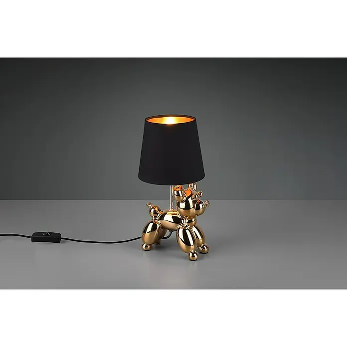 Reality Leuchten Tischleuchte Bello - 60 W, L x B x H: 17 x 16 x 33 cm, Schwarz/Gold - Stimmungsaufnahme