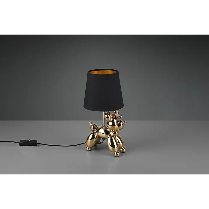 Reality Leuchten Tischleuchte Bello - 60 W, L x B x H: 17 x 16 x 33 cm, Schwarz/Gold - Stimmungsaufnahme
