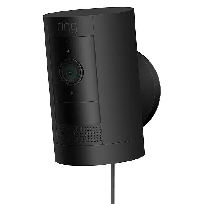 Ring Kamera Stick Up Cam Plug-In - Netzbetrieben, 1.080 Pixel (Full HD), Schwarz - Linke Seitenansicht