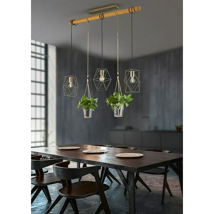 Trio Leuchten Hanglamp Plant 3 x E27 - 120 W, l x b x h: 115 x 22 x 150 cm, E27 - Sfeeropname