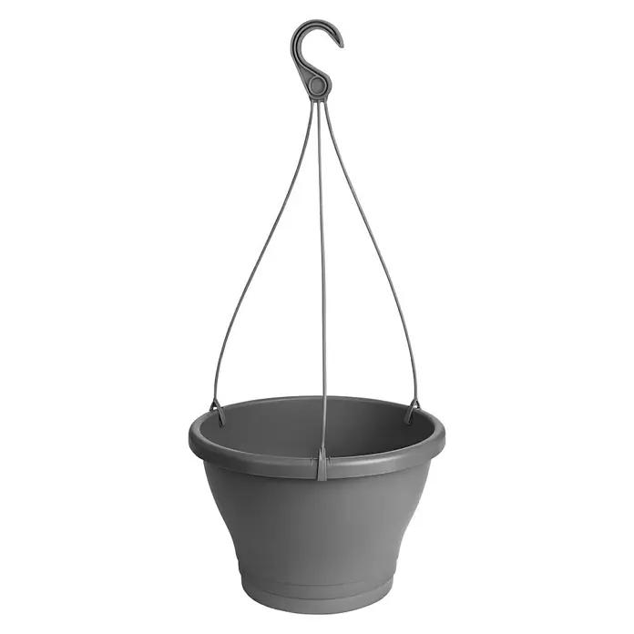 Elho Plantenhanger Corsica - Buitenmaat (Ø x h): 30 x 19 cm, Kunststof, Antraciet - Vooraanzicht