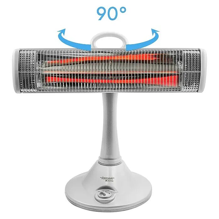 Voltomat HEATING Infracrvena električna grijalica na stalku - 900 W, Srebrne boje, Visina: 78 cm - Pogled sprijeda