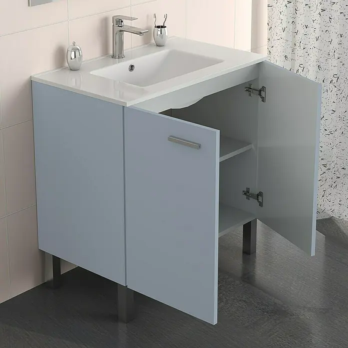 Mueble de lavabo Fran - 46 x 70 x 85 cm, Azul, Mate - Foto ambiente