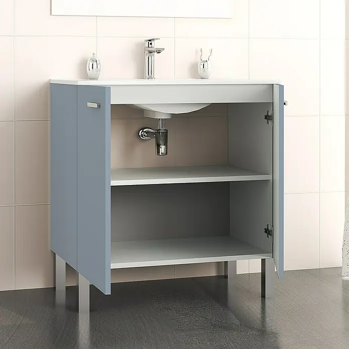 Mueble de lavabo Fran - 46 x 70 x 85 cm, Azul, Mate - Foto ambiente