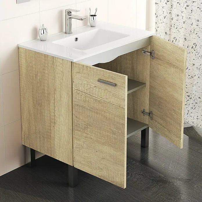 Mueble de lavabo Fran kit - L x An x Al: 46 x 80 x 84 cm, Nature, Mate - Foto ambiente