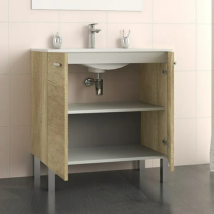 Mueble de lavabo Fran kit - L x An x Al: 46 x 60 x 84 cm, Nature, Mate - Foto ambiente