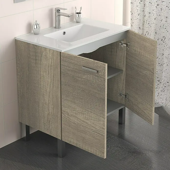 Mueble de lavabo Fran - 46 x 80 x 85 cm, Nebraska, Mate - Foto ambiente