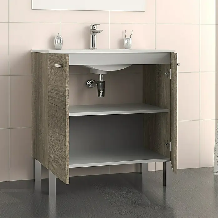 Mueble de lavabo Fran - 46 x 80 x 85 cm, Nebraska, Mate - Foto ambiente