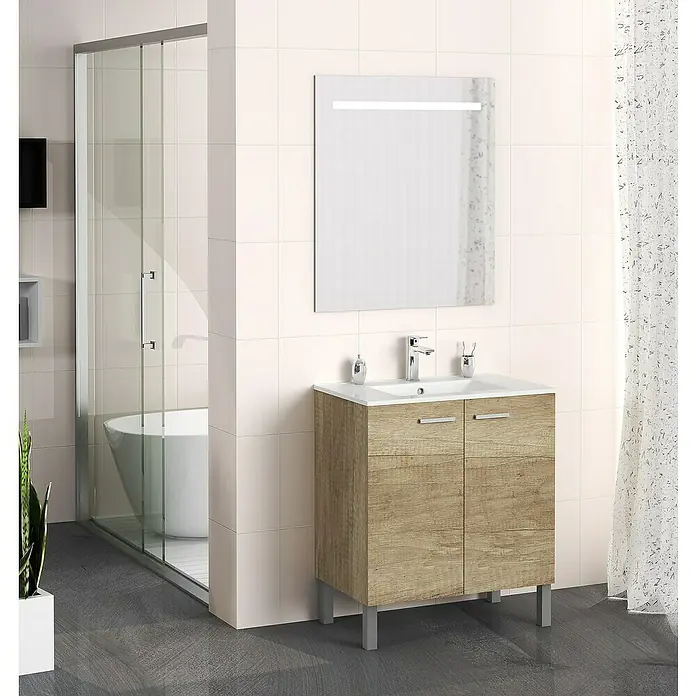 Mueble de lavabo Fran - 46 x 70 x 85 cm, Nature, Mate - Foto ambiente