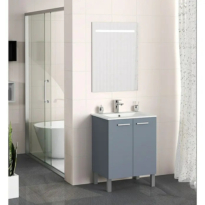 Mueble de lavabo Fran - 46 x 60 x 85 cm, Azul, Mate - Foto ambiente