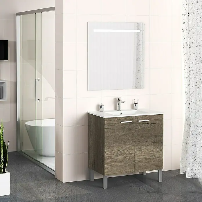 Mueble de lavabo Fran - 46 x 80 x 85 cm, Nebraska, Mate - Foto ambiente