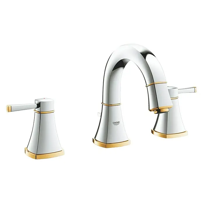 Grohe Grandera Waschtischarmatur - Chrom/Gold, Höhe: 18,4 cm - Rechte Seitenansicht