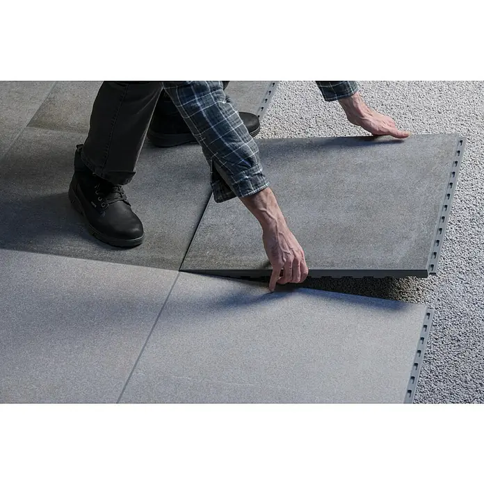 Feinsteinzeugfliese Click and Go Portland Grey - 60 x 60 cm, Grau, Matt - Anwendungsbeispiel