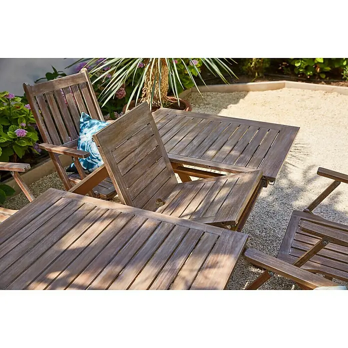 Sunfun Gartenmöbel-Set - 5 -tlg., Akazie, White washed - Stimmungsaufnahme