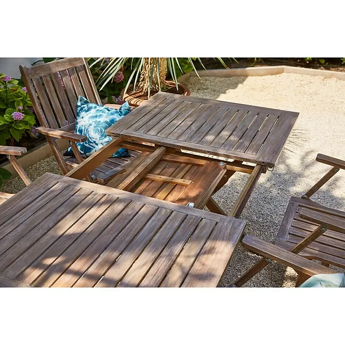 Sunfun Gartenmöbel-Set - 5 -tlg., Akazie, White washed - Stimmungsaufnahme