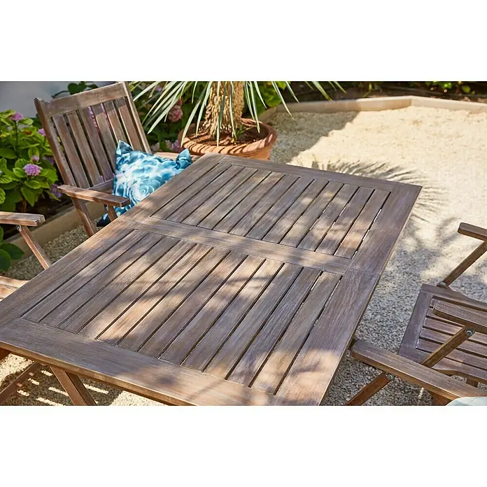 Sunfun Gartenmöbel-Set - 5 -tlg., Akazie, White washed - Stimmungsaufnahme