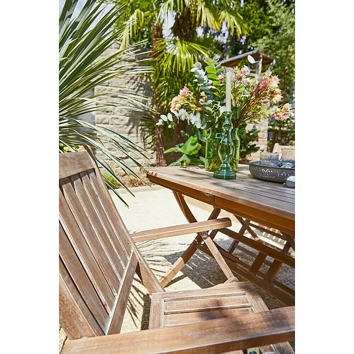 Sunfun Gartenmöbel-Set - 5 -tlg., Akazie, White washed - Stimmungsaufnahme