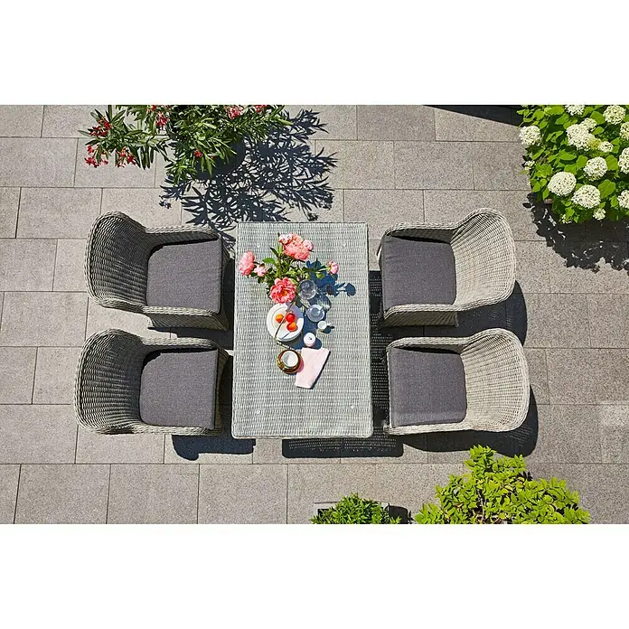 Sunfun Pauline Gartentisch - L x B x H: 130 x 80 x 68 cm, Bambusgrau - Stimmungsaufnahme