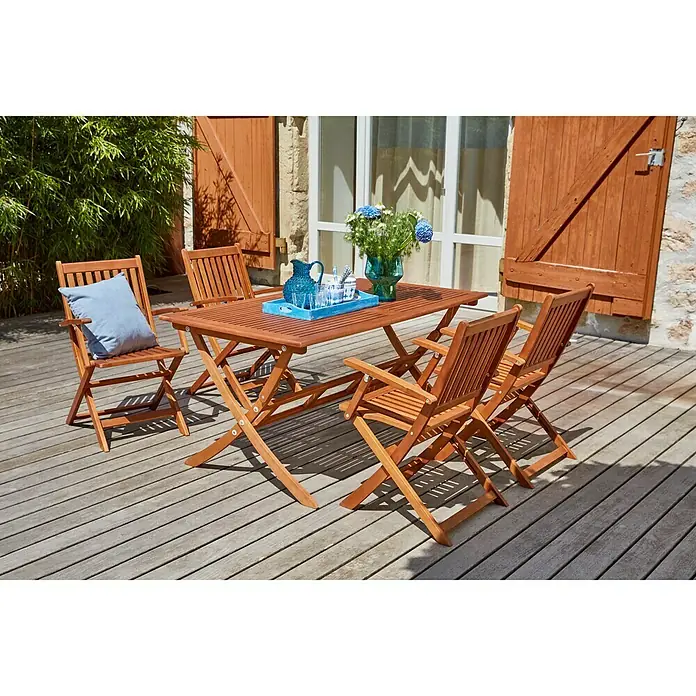 Sunfun Diana Gartenstuhl - B x T x H: 55 x 58 x 90 cm, Akazie, Natur, Klappbar - Stimmungsaufnahme