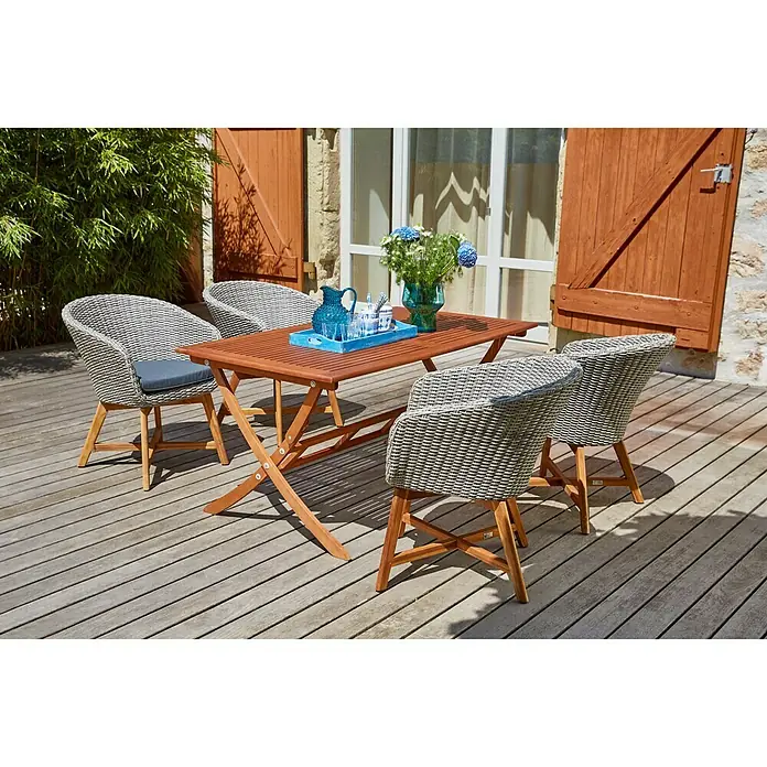 Sunfun Pauline Sillón de jardín - Bambus Grey, Antracita, Marrón natural, Ratán sintético, Ancho: 62 cm - Foto ambiente