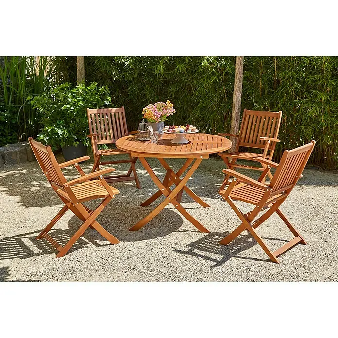 Sunfun Diana Gartenstuhl - B x T x H: 55 x 58 x 90 cm, Akazie, Natur, Klappbar - Stimmungsaufnahme