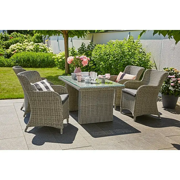 Sunfun Pauline Vrtni stol - D x Š x V: 130 x 80 x 68 cm, Bambus siva - Živopisni prikaz