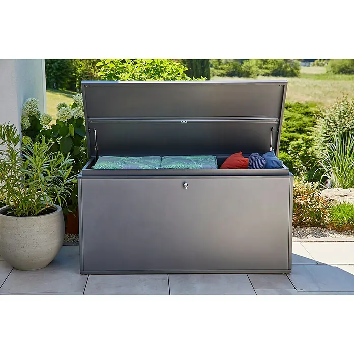 Sunfun Garten-Aufbewahrungsbox - 160 x 72 x 80 cm, Aluminium, Anthrazit - Anwendungsbeispiel