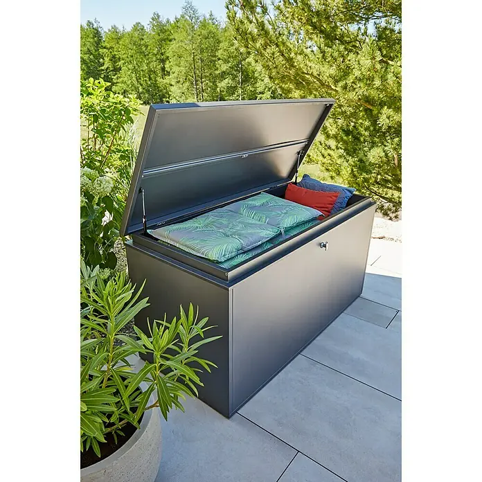 Sunfun Garten-Aufbewahrungsbox - 160 x 72 x 80 cm, Aluminium, Anthrazit - Anwendungsbeispiel