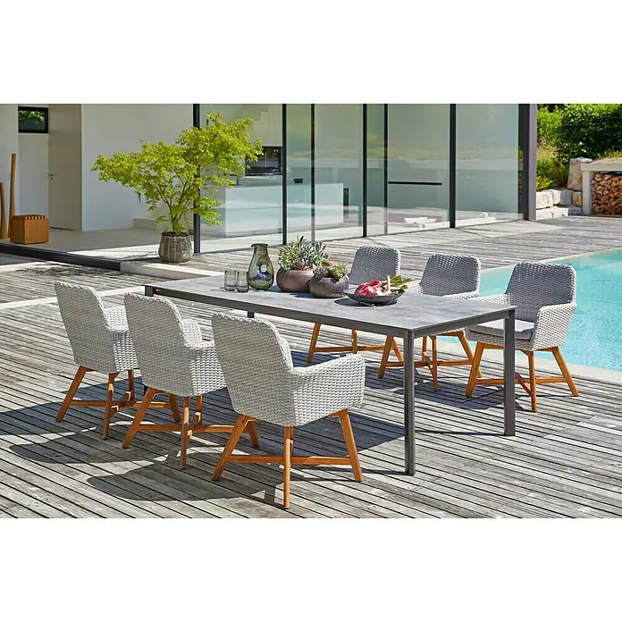 Sunfun Vrtna fotelja Neele - Š x D x V: 60 x 62 x 86 cm, Svijetlosive boje, Natur - Živopisni prikaz