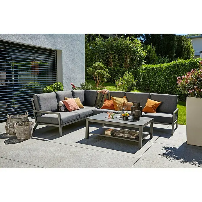 Sunfun Maja Loungesofa - 291 x 223 x 76 cm, Aluminium, Anthrazit - Stimmungsaufnahme