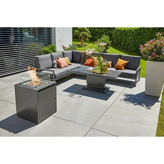 Sunfun Garten-Couchtisch Maja Lift - L x B x H: 130 x 75 x 74 cm, Anthrazit - Stimmungsaufnahme