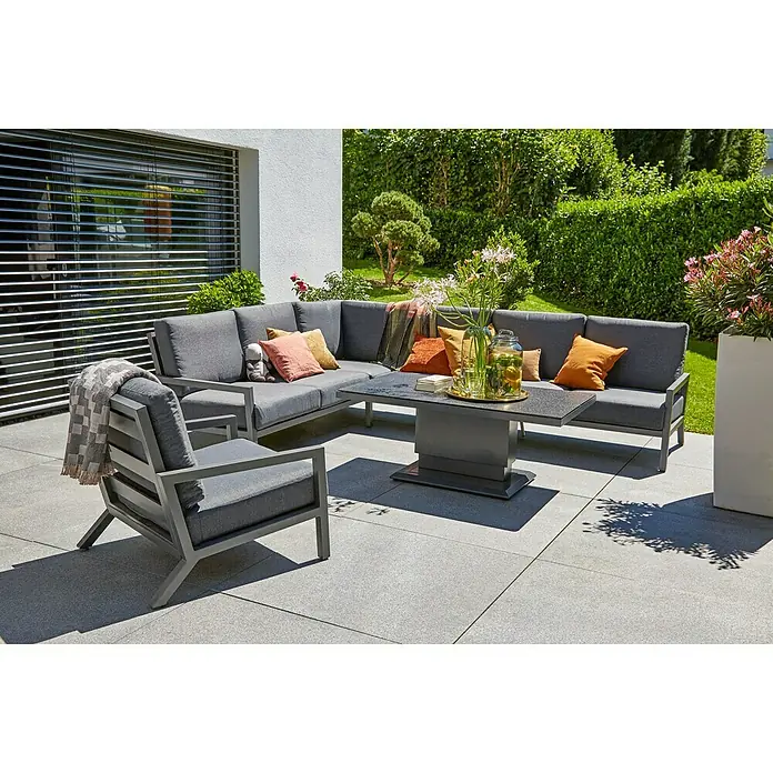 Sunfun Maja Loungesofa - 291 x 223 x 76 cm, Aluminium, Anthrazit - Stimmungsaufnahme
