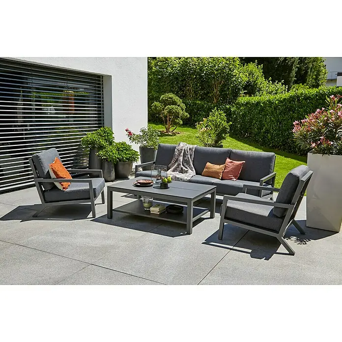 Sunfun Maja Vrtni trosjed s jastucima - Š x D x V: 212 x 85 x 76 cm, Antracit - Živopisni prikaz