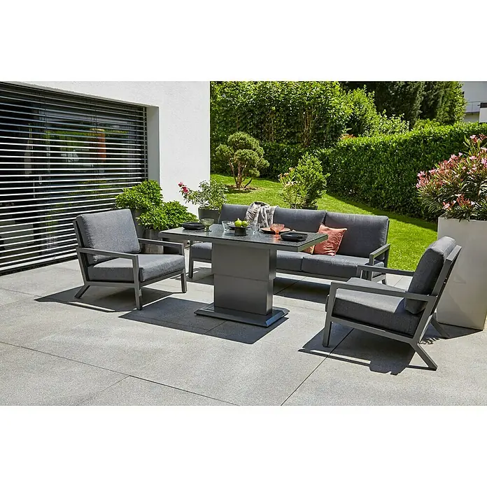 Sunfun Garten-Couchtisch Maja Lift - L x B x H: 130 x 75 x 74 cm, Anthrazit - Stimmungsaufnahme
