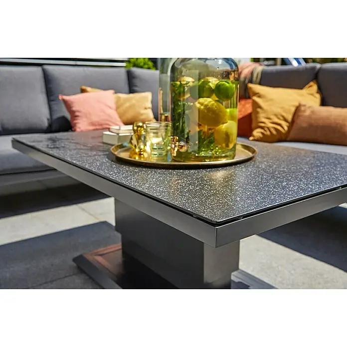 Sunfun Garten-Couchtisch Maja Lift - L x B x H: 130 x 75 x 74 cm, Anthrazit - Stimmungsaufnahme